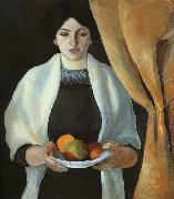 August Macke Portrait with Apples : Wife of the Artist Sweden oil painting reproduction